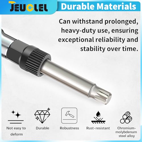 1/2"Dr M10 Alternator Wrench, 33 Teeth Alternator Pulley Socket Drill Bit, 10mm x 12mm Tip Alternator Decoupler Pulley Tool Socket for Precision Installation and Removal of Automotive Pulleys