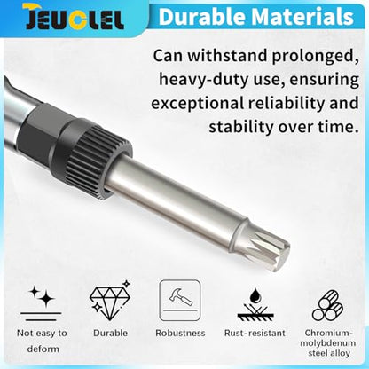 1/2"Dr M10 Alternator Wrench, 33 Teeth Alternator Pulley Socket Drill Bit, 10mm x 12mm Tip Alternator Decoupler Pulley Tool Socket for Precision Installation and Removal of Automotive Pulleys