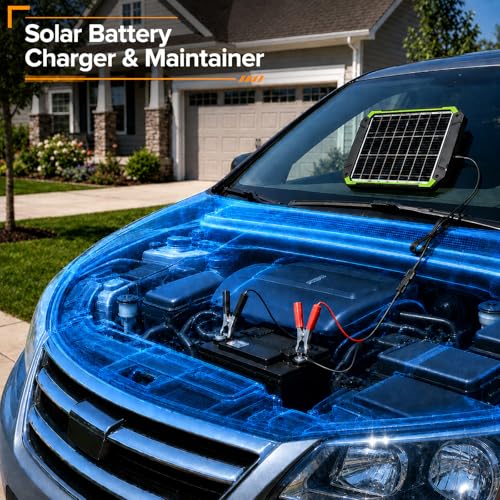 20W 12V Solar Battery Trickle Charger & Battery Maintainer | Built-in MPPT controller, IP65 waterproof, for 12V batteries in cars, boats, RVs, trailers, and motorcycles