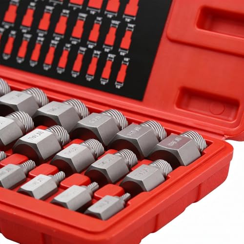 Bolt Extractor Socket Set Hex Head Easy Out Repair Tools | 25-Piece Stripped Lug Nut Remover for Damaged Stripped Broken Screws Studs Nut Machinery Furniture Motorcycle - color: Silver