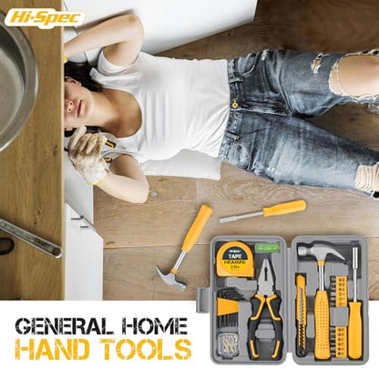 Hi-Spec Small Tool Kit Compact Set for Home and Office DIY, Yellow | 25pc, Mini Tool Box, Basic Household Repairs, Starter Toolkit, Compact Case, Everyday Fixes, Apartment and office tool set - color: Yellow, size: 25 Piece