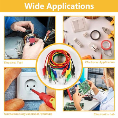 5pcs Banana to Banana Plug Test Lead Set, 4mm Stackable Banana Plug Test Lead for Multimeter, Flexible Electrical Test Wire 3.3ft/1m 1000V 15A - color: Banana Plug to Banana Plug
