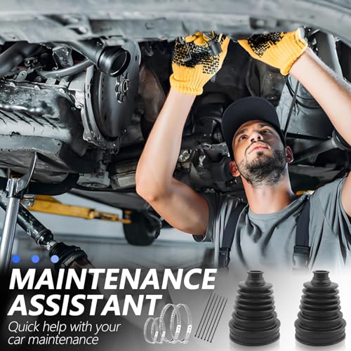 2PCS 19-24 mm Shaft CV Boot Repair Kit,Silicone CV Axle Boot Repair Kit Includes 4 Stainless Steel CVs Boots Clamp & 6 Cable Ties,One-piece Design Tie Rod Boots for Select Vehicle - color: 2PCS