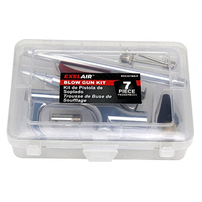 EXELAIR - EX0307BKIT 7 Piece Blow Gun Kit W/ Safety/Adapter Blow Gun Tip - size: 7 Piece