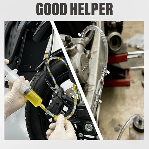 Brake Bleeder Kit Includes 1L Brake Bleeder Bottle, 2 Pcs Way Check Valve Tube Bleeding, 60ml Syringe, 19.69Inch Hose, Tool Kit for Hydraulic Brake System Bleeding on Cars and Motorbikes