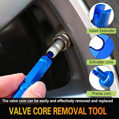 44Pcs Tire Valve Stem Repair Tool Kit, Tire Valve Core Remover Installer Tool Set with Valve Stem Caps, Universal Auto Tire Repair Tools for Cars Trucks