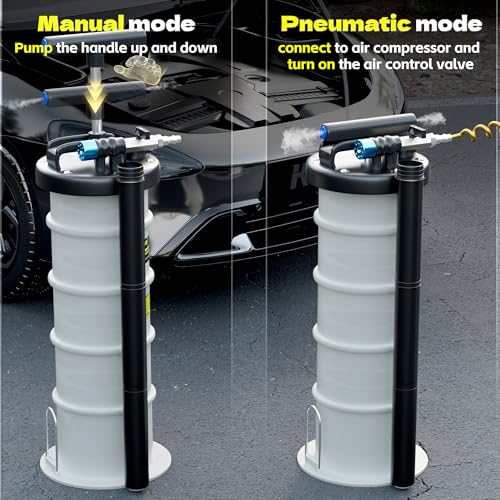 KJE 6.5L Pneumatic/Manual Oil Fluid Extractor Pump, Fluid Extractor with Pipe Storage Units, Oil Extractor Pump for Oil Change with Full Set Accessories for Automotive/Marine Oil Change
