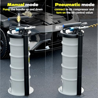KJE 6.5L Pneumatic/Manual Oil Fluid Extractor Pump, Fluid Extractor with Pipe Storage Units, Oil Extractor Pump for Oil Change with Full Set Accessories for Automotive/Marine Oil Change