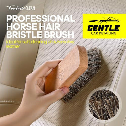 Fantasticlean Car Interior Detailing Kit, Leather Cleaner Brush Set, 9PCS | Car Interior Brush Kit, Horse Hair Leather Brush for Car Detailing, Scratch-Free Leather Cleaner Applicator, Cleaning Cloth - size: IT-ACS04-NT