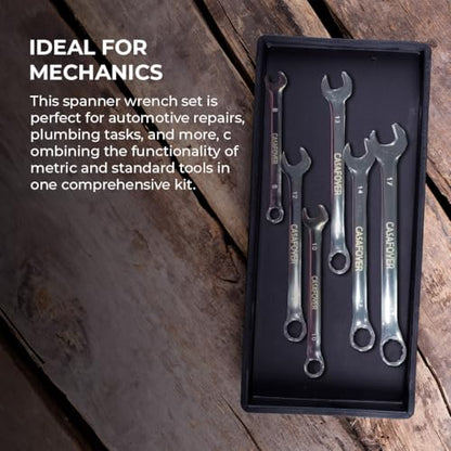 Casafoyer 6-Piece Combination Wrench Set, Metric 8–17 mm, Chrome Vanadium Steel