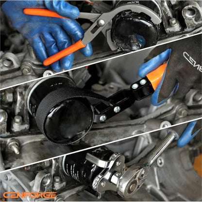 8PC Oil Filter Wrench Set with Swivel Oil Filter Wrenches Cover 2-3/4" to 5-1/4", 9" & 12" Adjustable Oil Filter Pliers, Universal 3-Jaw Oil Filter Removal Tool with 1/2" to 3/8" Adapter - size: 8-Piece Set (2-3/4" - 5-1/4")