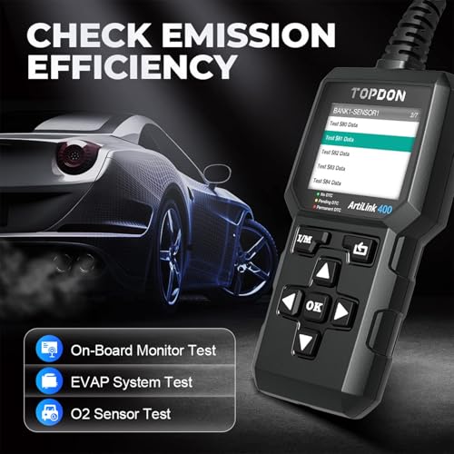 TOPDON AL400 OBD2 Scanner, Full OBDII Code Reader, Check Engine Light Scan Tool, Car Scanner with DTC Lookup, Clear Codes, Freeze Frame, One-Click I/M, Diagnostic Scanner for DIYers, Lifetime Update
