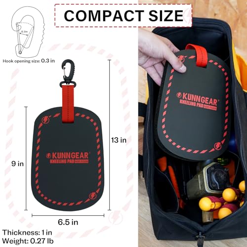 KUNN Small Kneeling Pad 9"X6.5"X1" Mini Foam Kneeing Pad with 360°Hook Heavy-Duty NBR Foam Portable Knee Mat for Working on Floors for Gardeners Plumbers Mechanics Electricians