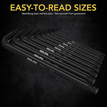 LEXIVON Allen Wrenches Sets, 26-Piece Metric & SAE Hex Keys (LX-132) | L-Shaped Long Arm, Ball End Design, Industrial-Grade S2 Alloy Steel, Premium - size: 26-Piece Metric & SAE Hex