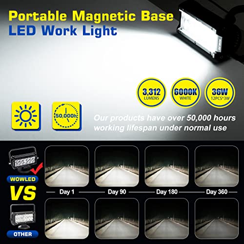 WFPOWER 36W LED Work Light Magnetic Base Mount Portable LED Light Flood for Car SUV Boat Bar Truck Driving Lamp Fog Lights