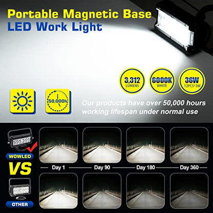 WFPOWER 36W LED Work Light Magnetic Base Mount Portable LED Light Flood for Car SUV Boat Bar Truck Driving Lamp Fog Lights