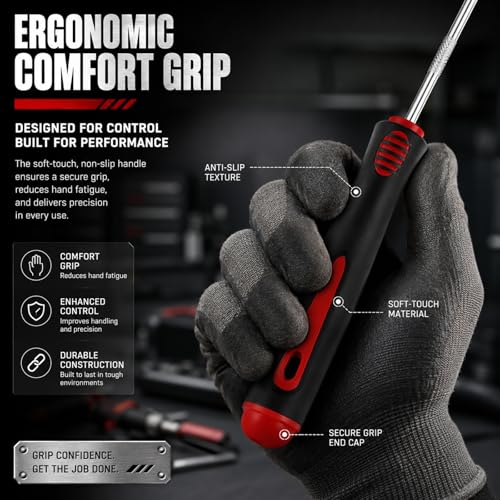 4-Piece Precision Pick and Hook Tool Set, Automotive Mechanic Tools with Non-Slip Handles for Removal, Repair & Maintenance