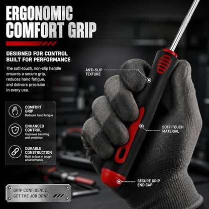 4-Piece Precision Pick and Hook Tool Set, Automotive Mechanic Tools with Non-Slip Handles for Removal, Repair & Maintenance