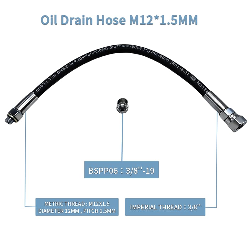 18-Inch Engine Oil Drain Hose M12x1.5mm,Replaces HON1012 HON1412,Compatible with Hon-da GC160 GX160 GX200 GX240 GX270 GX340 GX360 GX390,lawn mowers,generators,water pumps - size: ODH-18L-M12x1.5