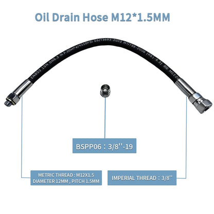 18-Inch Engine Oil Drain Hose M12x1.5mm,Replaces HON1012 HON1412,Compatible with Hon-da GC160 GX160 GX200 GX240 GX270 GX340 GX360 GX390,lawn mowers,generators,water pumps - size: ODH-18L-M12x1.5