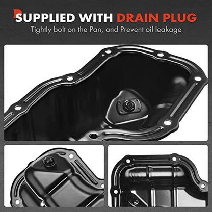 A-Premium Lower Engine Oil Pan Sump with Drain Plug & Gasket Compatible with Nissan NV1500 2013-2017, NV2500/3500 2012-2018, Pathfinder 2005-2012, Xterra 2005-2015, Frontier 2005-2019, V6 4.0L