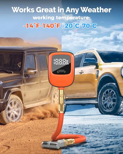 ETENWOLF T600 Digital Tire Pressure Gauge 0-250 PSI, ANSI B40.7 2A Grade High Precision(Plus-Minus 0.5%),Tire Gauge for Tire Pressure with Rubber Hose, Replaceable AA Batteries