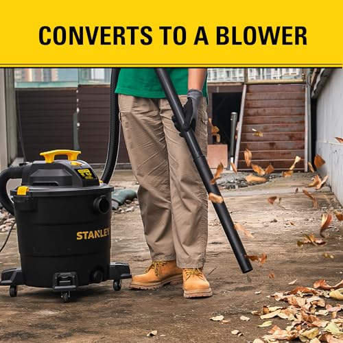 STANLEY 12 Gallon 5.5HP Wet/Dry Vacuum,3-in-1 Vacuum Blower & Pump, Heavy-Duty for Wet/Dry Messes, Dust & Water, Ideal for Garage Jobsite Home, SL18199P - color: Sl18199p-1