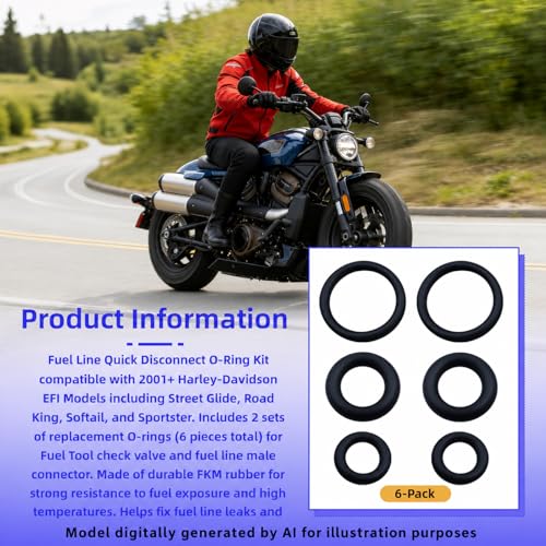 Fuel Line Quick Disconnect O-Ring Kit for Harley-Davidson EFI Models 2001+ | Fuel Tool Check Valve O-Rings and Male Fuel Line End O-Rings Set, Fits Street Glide Road King Softail Sportster