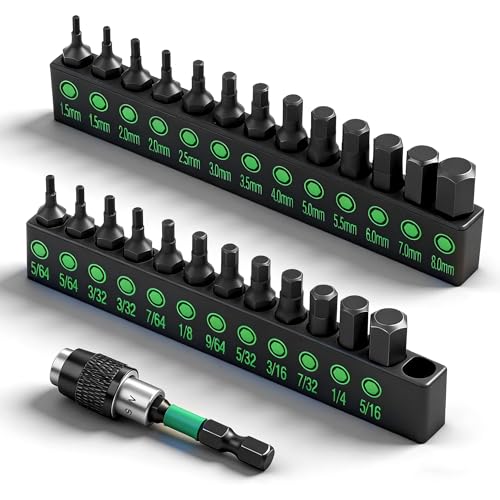 SWANLAKE 26-Piece Hex Head Allen Wrench Drill Bit Set, 1/4" Hex Shank Quick Change Bit Holder, Metric (1.5mm - 8mm) and SAE (5/64" - 5/16"), S2 Steel Hex Bits Set - style: Classic Version