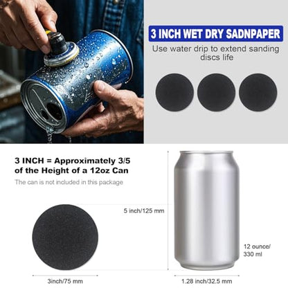 133 PCS Sanding Disc Drill Polishing Kit Sanding Attachment, 3 Inch Wet Dry Headlight Restoration Kit, Hook and Loop Sandpaper Buffing Pads with Rotary Tools for Car Wood Metal Glass Resin Expoxy