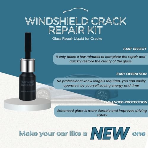 Windshield Crack Repair Kit, 2026 Upgraded Nano Resin - 5 Min Quick DIY Repair for Bullseye/Star Cracks, Long-Lasting Glass Repair Liquid for Car Windshields, Mirrors & Laminated Glass