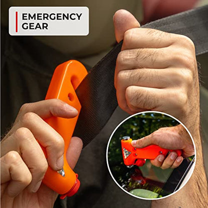 Thrive Car Emergency Kit & Roadside Emergency Car Kit - 104-Piece Set, Red Canvas Bag, Universal Fit - Jumper Cables, Escape Hammer & Tire Gauge - Road Trip Essentials & Emergency Supplies - color: Red Canvas Bag