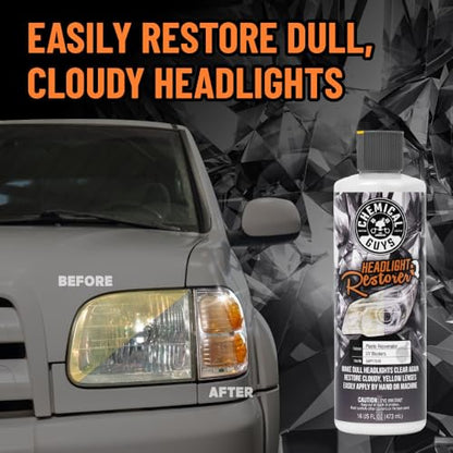 Chemical Guys, Headlight Restore & Protect, Clears Cloudy Lenses, 16 oz | All-in-one formula clears cloudy, yellowed headlights and leaves a coating that helps guard against fading - style: Headlight Restorer 16 oz