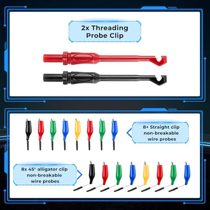 110PCS Automotive Test Lead Kit Multimeter Back Probe Tester | Relay wire connectors, alligator clips, carrying case, automotive diagnostics, electrical testing, multimeter accessories