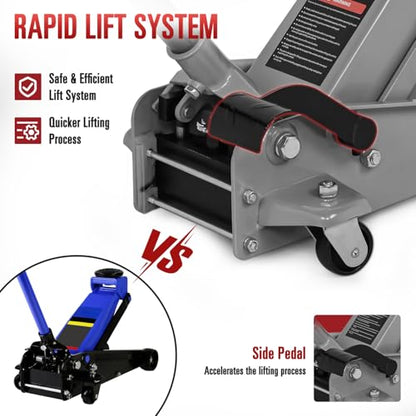 Nilight 3 Ton Floor Jack, Heavy-Duty Steel Car Service Jack with Quick Lift Pump, 5.31"-19.69" Lifting Range - style: Single Pump