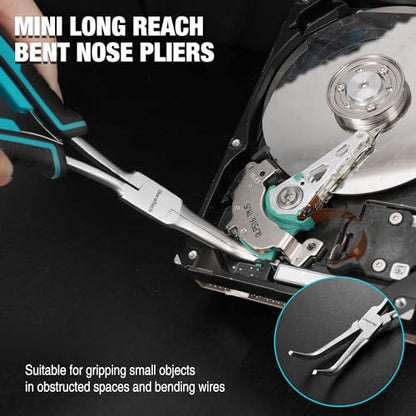 DURATECH 2PCS 7" Long Reach Needle Nose Pliers Set, Long Nose Pliers & Bent Nose Pliers, Small Needle Nose Pliers for Jewelry Making, Wire Wrapping, Wire Bending and Object Gripping on Narrow Space - style: 2PCS