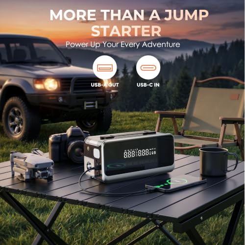 Jump Starter with Air Compressor Portable Car Battery Jump Box 4000A | 12V Lithium Car Battery Booster with Vacuuming & Blowing Cleaning, Up to 9.0L Gas and 8.0L Diesel Engines, Car Accessories