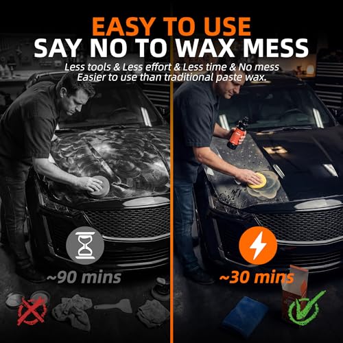 Liquid Cleaner Wax for Cars - 2 in 1 Car Wax Cleaner & Shine in One Step, Easy to Use Liquid for Paint Protection, Water Beading & Gloss for Black White Cars - 10.58 oz