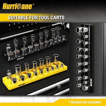 HURRICANE Magnetic Socket Organizer Set 2 Piece Socket Holder Set Includes 1/2" Drive Metric SAE Socket Trays - size: 2 Piece