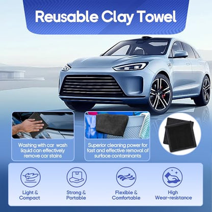 2PCS Clay Towel Auto Detailing, Clay Bar Towel Cloth Auto Detailing for Car (12 x 12 in) (Grey) - color: Grey