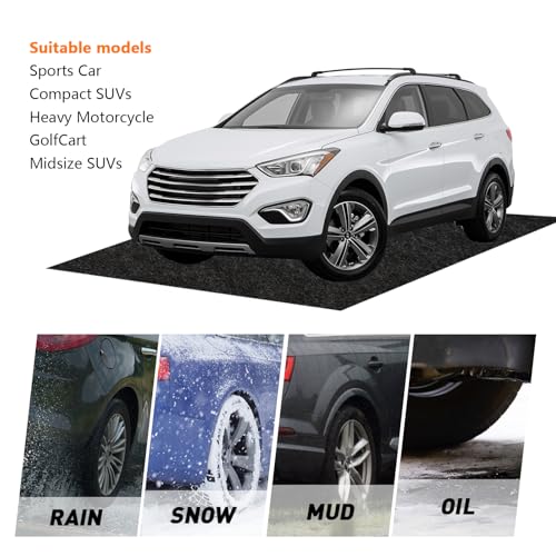 Non-Slip Garage Floor Mat for Under Car, 7'4"x17' Extra Large Absorbent Oil Garage Parking Mat, Waterproof Backing, Reusable, Washable, Protects Floor from Snow, Rain and Mud for Cars - size: 7'4"x17'