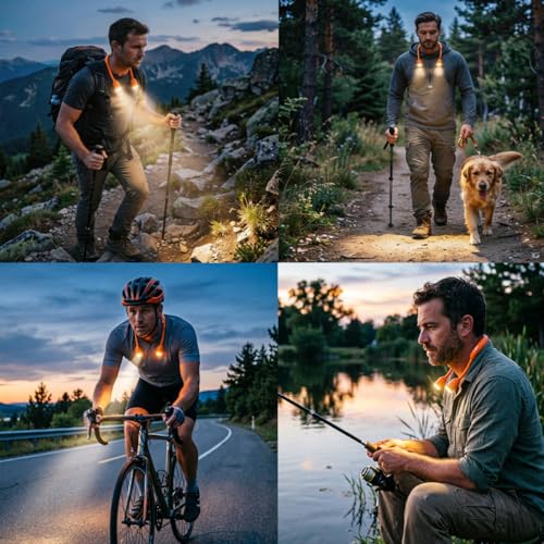 LED Neck Light with Bluetooth Speaker,Bendable Book Light 2600mAh | Reading Light,5.7oz adjustable angle,5 modes 80H+,500 lumens rechargeable,for camping hiking Knitting reading repairing - color: Orange