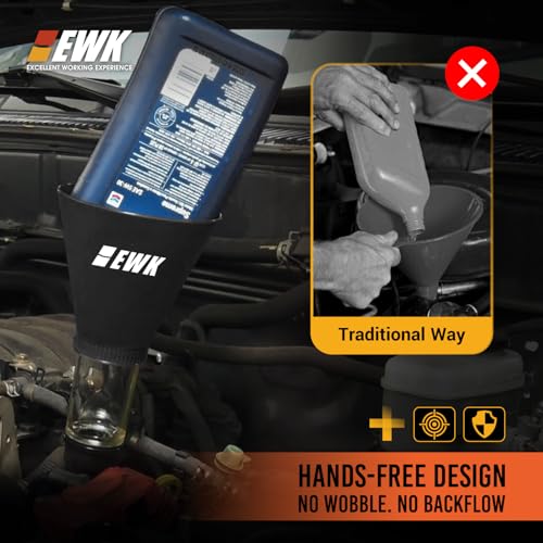 EWK Oil Funnel Threaded Engine Oil Fill Funnel, Secure No-Leak Design for Toyota & Lexus Engines, Hands-Free Spill-Free Oil Change Tool for DIY Owners & Professional Technicians