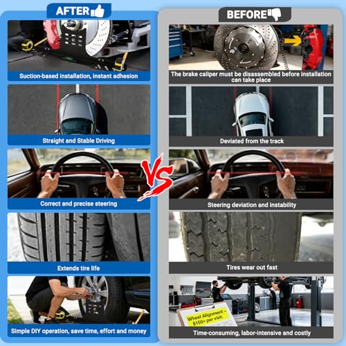 Wayona 2 PCS Upgraded Wheel Alignment Tool Kit with Magnet & Measuring Tapes, Heavy Duty Front End Toe Camber Alignment Tool Plates, Quick Installation for Car, Truck, SUV and Home Automotive Use