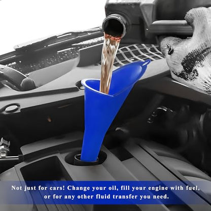 Oil Funnel, Flexible Multi-Function Automotive Oil Funnel, Spill-Proof Plastic Long Neck Engine Funnel Set for Gas Lubricants Water Diesel Fuel Kerosene, Car Accessories (Blue) - color: Blue, 1 PC