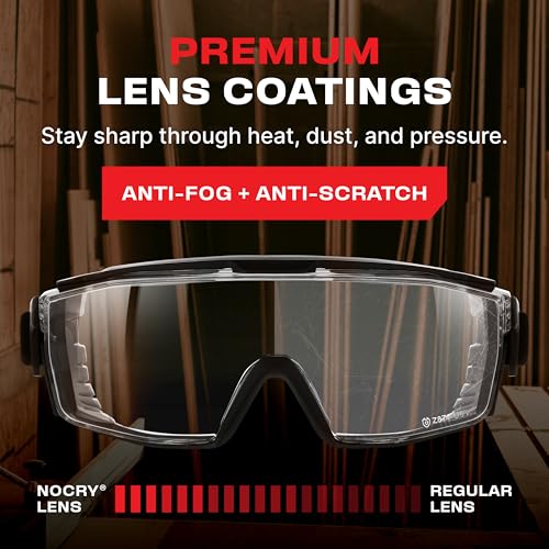 NoCry Clear Safety Goggles Over Glasses — for Men & Women With Gasket, UV380, Anti Fog Panoramic Vented Lenses — ANSI Z87.1 Eye Protection For Construction, Dust And Lab Goggles Adult - style: Overspecs Goggles