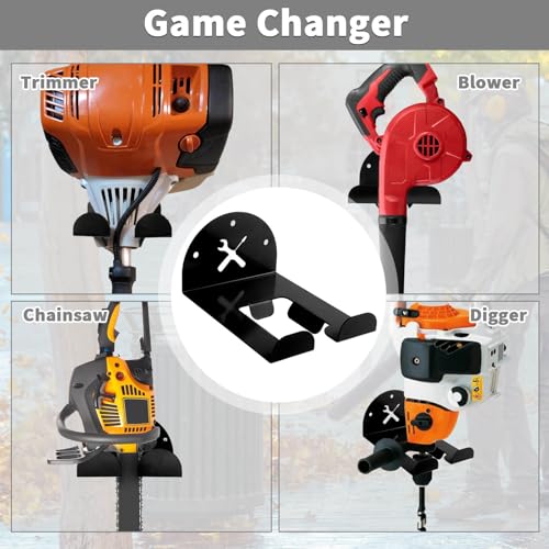 Upgraded Trimmer Rack Wall Mount - 8" Heavy Duty Weed Eater Hanger for Garage Wall, Garden Power Tool Holder Organizer Hooks for Grass Trimmer, Hedge Trimmer, Leaf Blower and Chainsaw, Black, 4 Pack - color: Black-4Pack