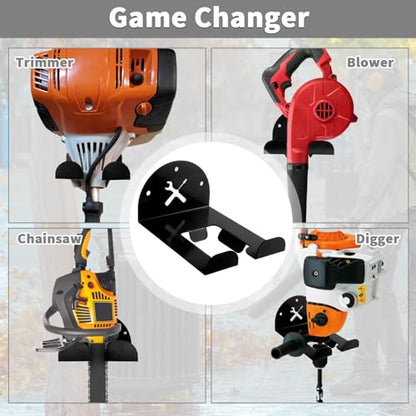 Upgraded Trimmer Rack Wall Mount - 8" Heavy Duty Weed Eater Hanger for Garage Wall, Garden Power Tool Holder Organizer Hooks for Grass Trimmer, Hedge Trimmer, Leaf Blower and Chainsaw, Black, 4 Pack - color: Black-4Pack