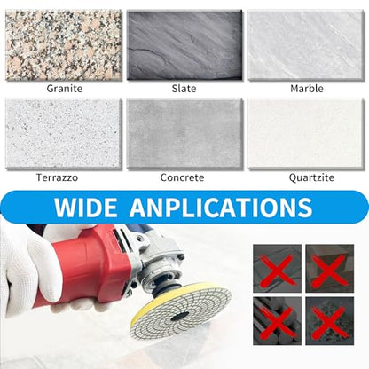 Diamond Polishing Pads Set 3 Inch Tile Wet Dry Polishing Pads Kit | Including 5/8-11 Backer Pad for Drill Grinder Polisher,30-6000 Grit Granite Stone Concrete Marble Polish 12 pcs - size: 3-inch