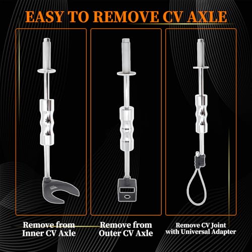11 Piece Inner CV Axle Removal Tool, Heavy Duty Slide Hammer Puller Set | 63mm 48mm CV Joint Fork, Outer CV Joint Adapter and Steel Cable Adapter, Front Wheel Drive Axle Half Shaft Removal Tool Kit - size: 11pcs
